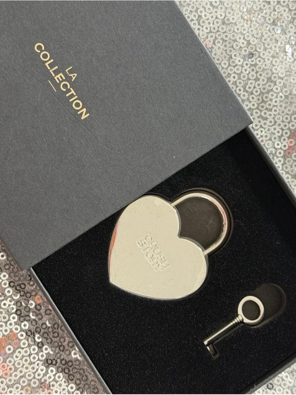 Chanel LA Collection Heart Padlock Key Set in Silver